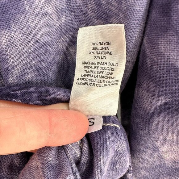 Anthropologie AMADI Purple Boho Tie Dye Linen Oversized Coastal Small Blazer - Picture 6 of 8